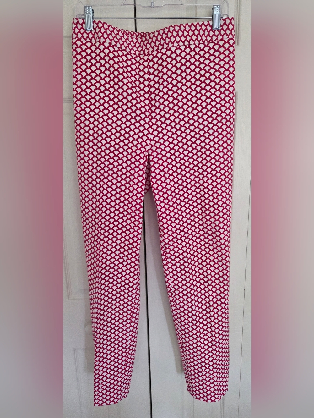 Talbots Chatham Pink and White Scallop-Pattern Pants